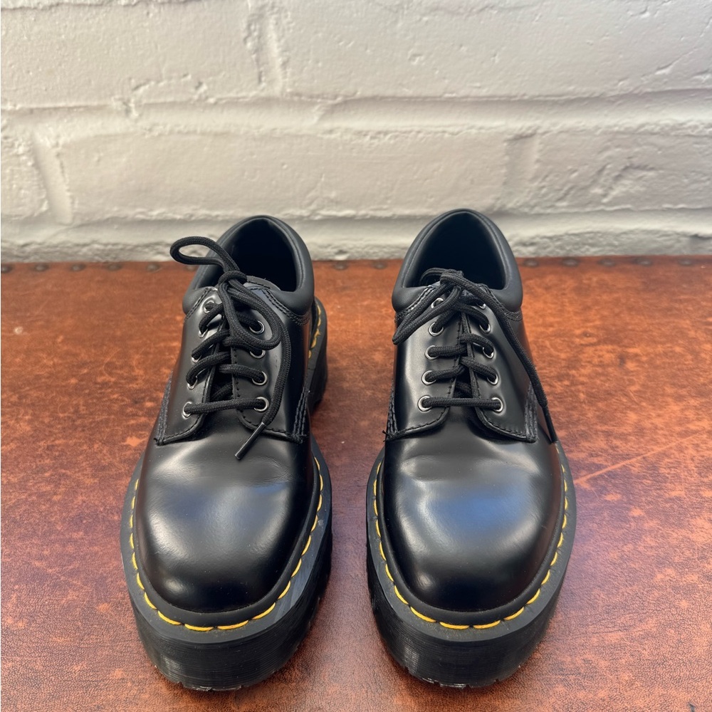 Dr. Martens 8053 Quad Platform Shoes – Black Leather, Size US 6 M